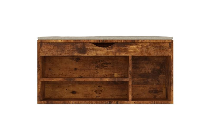 skobænk med hynde 104x30x49 cm spånplade røget egetræsfarve - Brun - Møbler - Stole & lænestole - Bænke - Skohylde med bænk