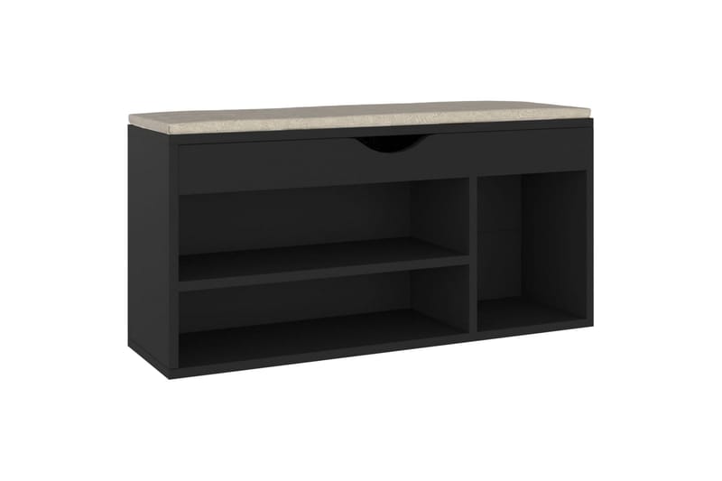 skobænk med hynde 104x30x49 cm spånplade sort - Sort - Møbler - Stole & lænestole - Bænke - Skohylde med bænk