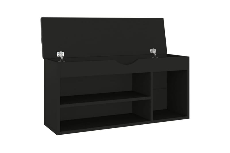 skobænk med hynde 104x30x49 cm spånplade sort - Sort - Møbler - Stole & lænestole - Bænke - Skohylde med bænk