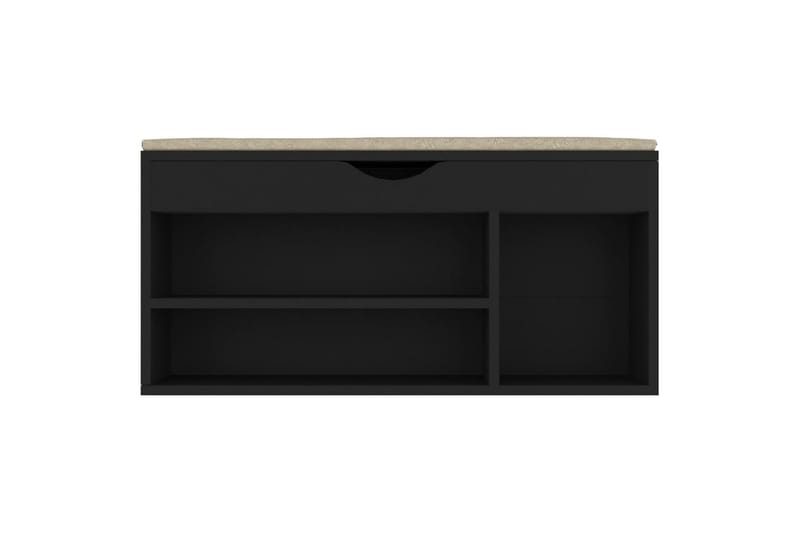 skobænk med hynde 104x30x49 cm spånplade sort - Sort - Møbler - Stole & lænestole - Bænke - Skohylde med bænk