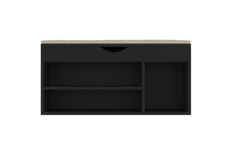 skobænk med hynde 104x30x49 cm spånplade sort - Sort - Entréopbevaring - Skohylde med bænk