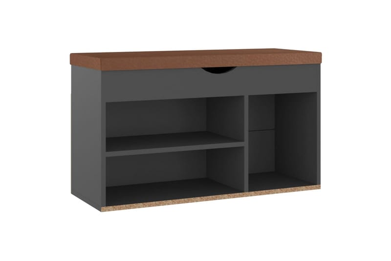 skobænk med hynde 80x30x47 cm spånplade grå - Grå - Møbler - Stole & lænestole - Bænke - Skohylde med bænk