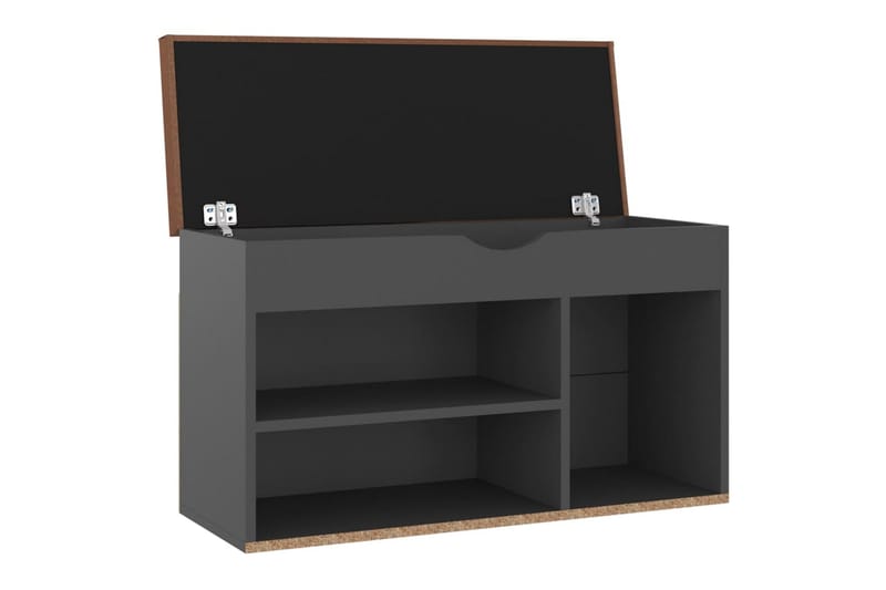 skobænk med hynde 80x30x47 cm spånplade grå - Grå - Møbler - Stole & lænestole - Bænke - Skohylde med bænk