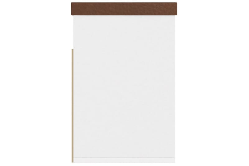 skobænk med hynde 80x30x47 cm spånplade hvid og sonoma-eg - Beige - Møbler - Stole & lænestole - Bænke - Skohylde med bænk