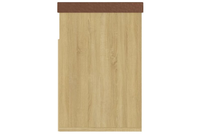 skobænk med hynde 80x30x47 cm spånplade hvid og sonoma-eg - Brun - Møbler - Stole & lænestole - Bænke - Skohylde med bænk
