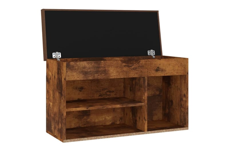skobænk med hynde 80x30x47 cm spånplade røget egetræsfarve - Brun - Møbler - Stole & lænestole - Bænke - Skohylde med bænk