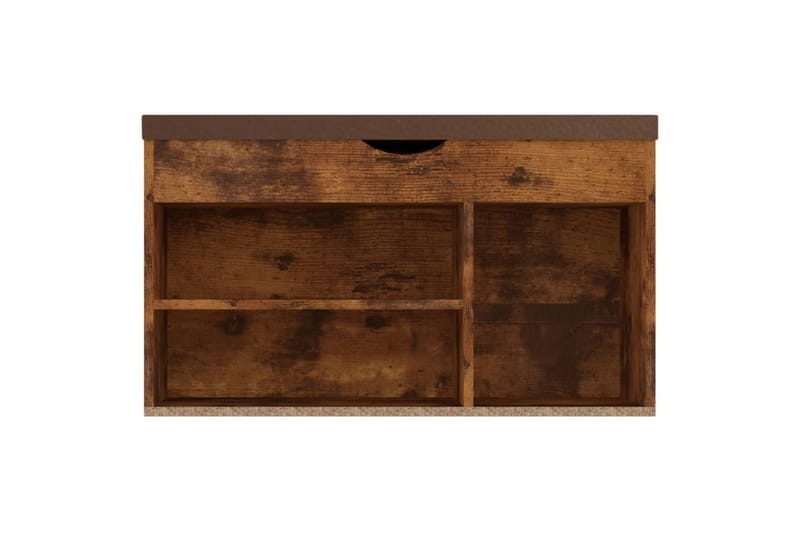 skobænk med hynde 80x30x47 cm spånplade røget egetræsfarve - Brun - Møbler - Stole & lænestole - Bænke - Skohylde med bænk