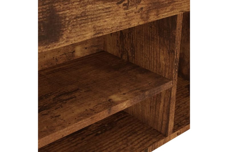 skobænk med hynde 80x30x47 cm spånplade røget egetræsfarve - Brun - Møbler - Stole & lænestole - Bænke - Skohylde med bænk