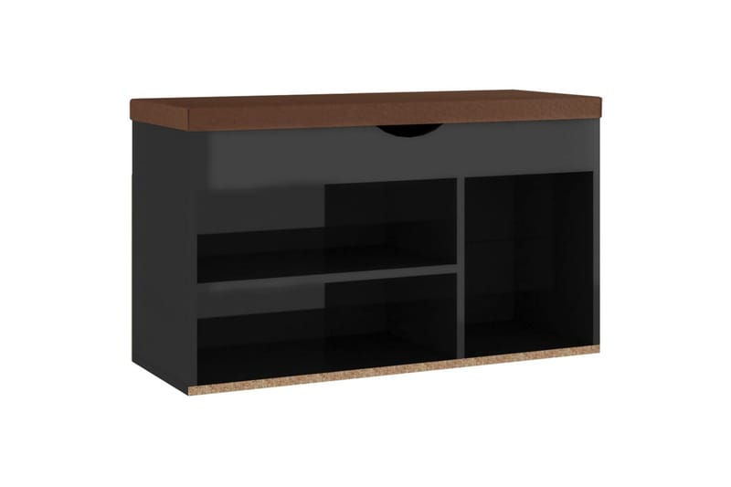 skobænk med hynde 80x30x47 cm spånplade sort højglans - Sort - Møbler - Stole & lænestole - Bænke - Skohylde med bænk
