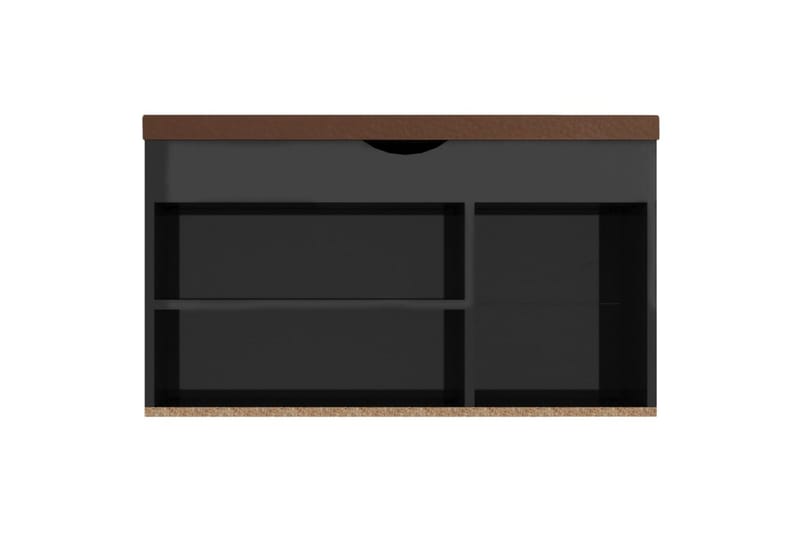 skobænk med hynde 80x30x47 cm spånplade sort højglans - Sort - Entréopbevaring - Skohylde med bænk