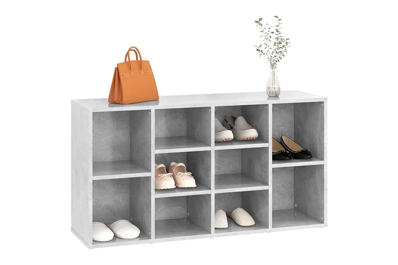 skoreol 103x30x54,5 cm spånplade betongrå - Grå - Møbler - Stole & lænestole - Bænke - Skohylde med bænk
