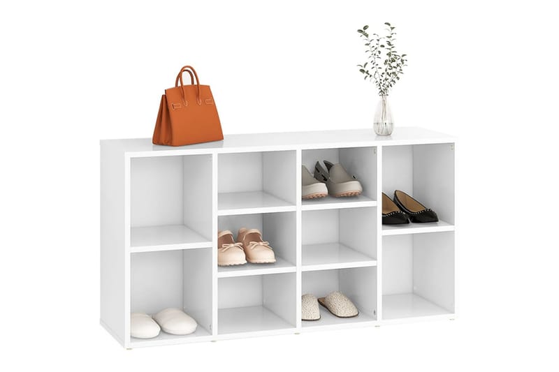 skoreol 103x30x54,5 cm spånplade hvid - Hvid - Møbler - Stole & lænestole - Bænke - Skohylde med bænk