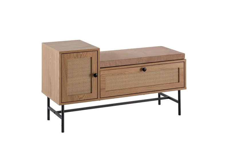 Skoskab Wohnling Polstret bænk i eg folieoptik 1 dør 1 skuffe, undefined