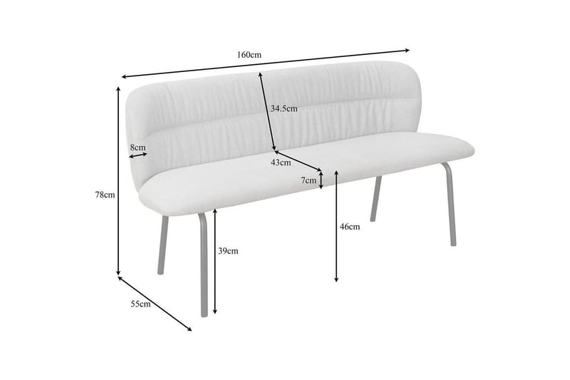 Spisebordsbænk Casey Antracit - Antracit - Møbler - Stole & lænestole - Bænke