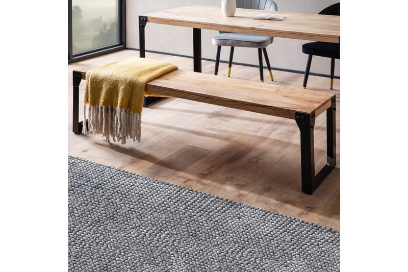 Spisebordsbænk Wohnling massivt træ industriel stil med metalben 180 cm - 180 cm - Møbler - Stole & lænestole - Bænke - Entrébænk