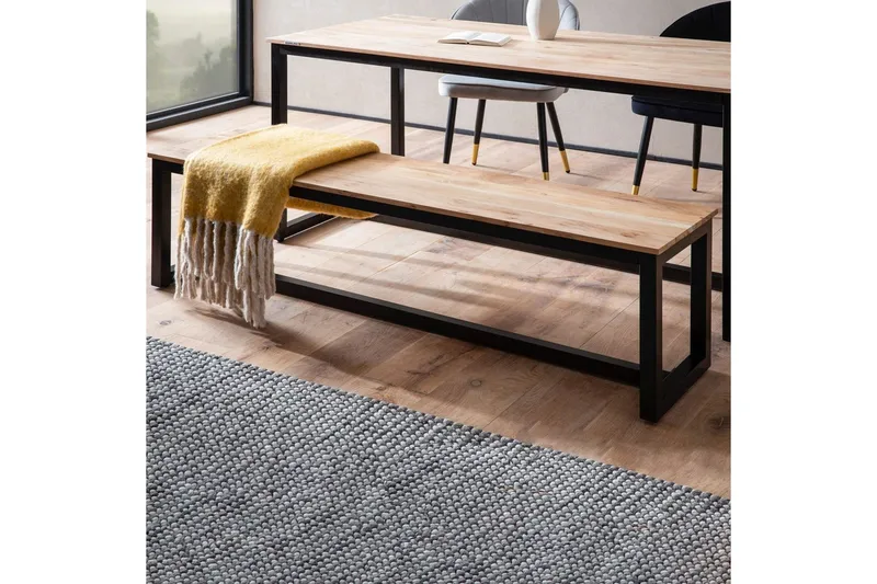 Spisebordsbænk Wohnling massivt træ industriloftstil med metalben 160 cm - 160 cm - Møbler - Stole & lænestole - Bænke - Entrébænk