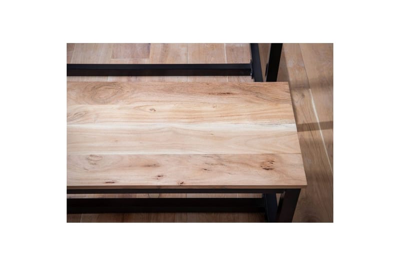 Spisebordsbænk Wohnling massivt træ industriloftstil med metalben 160 cm - 160 cm - Møbler - Stole & lænestole - Bænke - Entrébænk