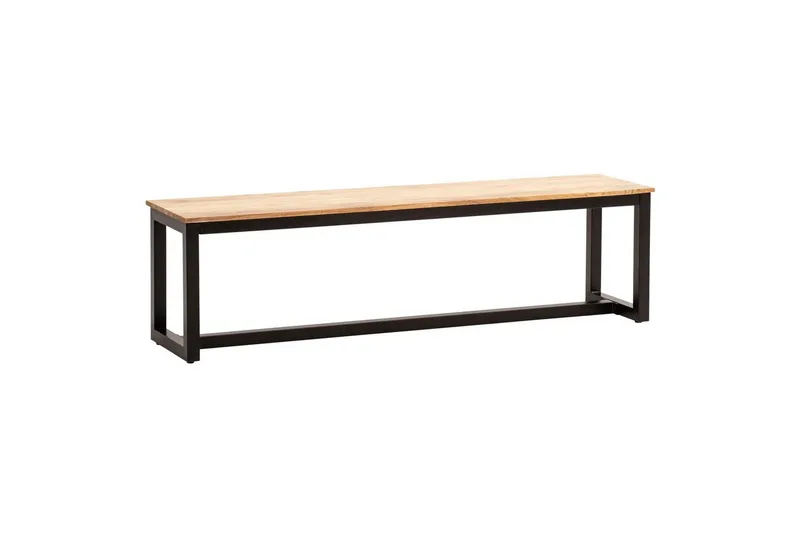 Spisebordsbænk Wohnling massivt træ industriloftstil med metalben 160 cm, 160 cm