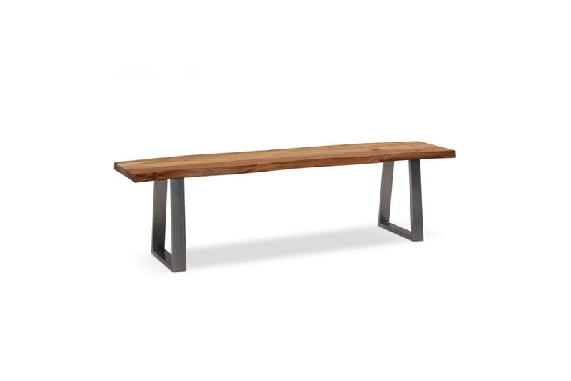 Spisebordsbænk Wohnling Massivt træ med metalben trækant landstil Sølv, Lige, 140 cm, Sølv, Lige, 140 cm