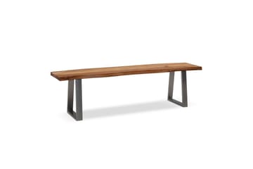 Spisebordsbænk Wohnling Massivt træ med metalben trækant landstil Sølv, Lige, 180 cm