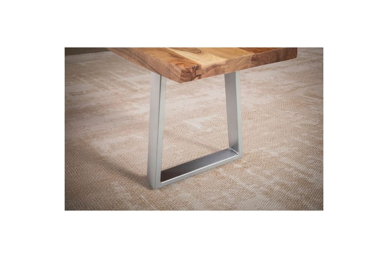 Spisebordsbænk Wohnling Massivt træ med metalben trækant landstil Sølv, Lige, 180 cm - Sølv, Lige, 180 cm - Møbler - Stole & lænestole - Bænke - Entrébænk