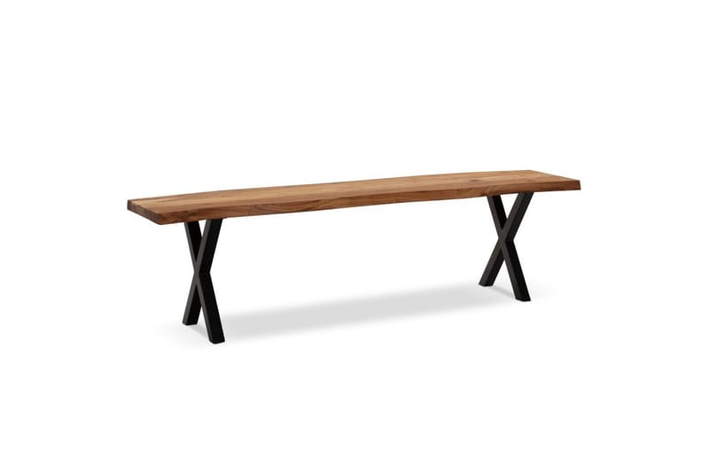 Spisebordsbænk Wohnling Massivt træ med metalben trækant landstil Sort, Korset, 160 cm - Sort, Korset, 160 cm - Møbler - Borde - Spisebord og køkkenbord