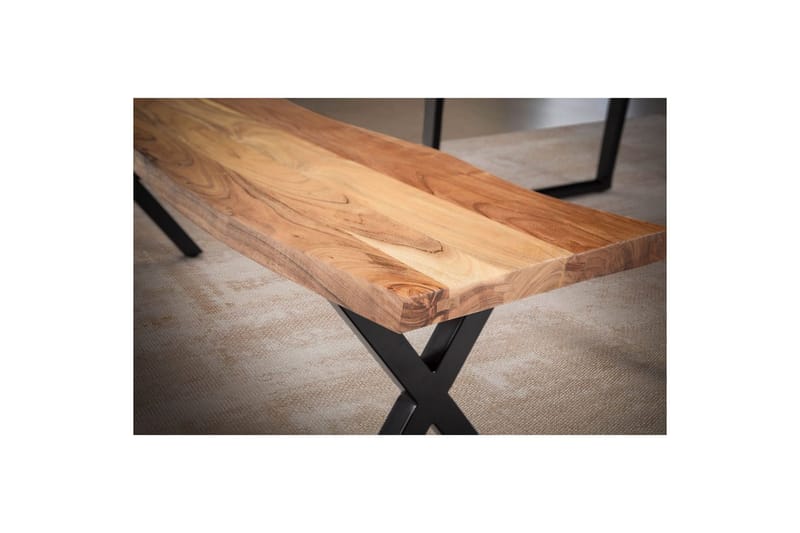 Spisebordsbænk Wohnling Massivt træ med metalben trækant landstil Sort, Korset, 180 cm - Sort, Korset, 180 cm - Møbler - Borde - Spisebord og køkkenbord