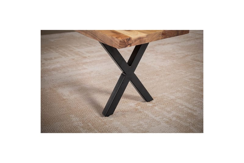 Spisebordsbænk Wohnling Massivt træ med metalben trækant landstil Sort, Korset, 180 cm - Sort, Korset, 180 cm - Møbler - Borde - Spisebord og køkkenbord