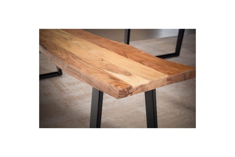 Spisebordsbænk Wohnling Massivt træ med metalben trækant landstil Sort, Lige, 140 cm - Sort, Lige, 140 cm - Møbler - Stole & lænestole - Bænke - Entrébænk