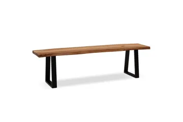 Spisebordsbænk Wohnling Massivt træ med metalben trækant landstil Sort, Lige, 180 cm