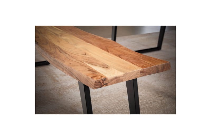 Spisebordsbænk Wohnling Massivt træ med metalben trækant landstil Sort, Vinklet, 180 cm - Sort, Vinklet, 180 cm - Møbler - Borde - Spisebord og køkkenbord