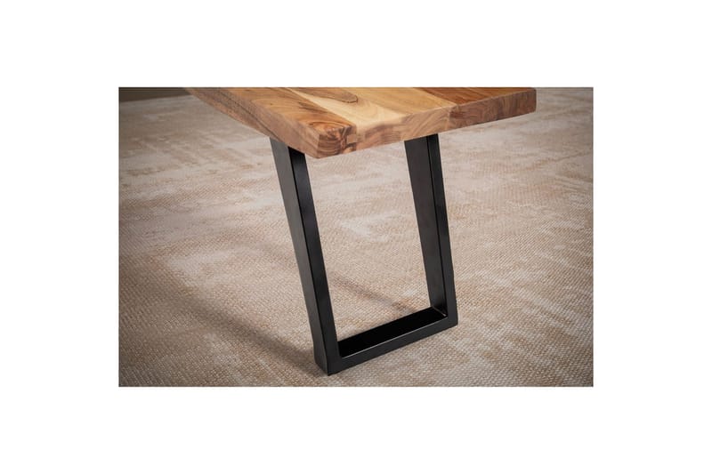 Spisebordsbænk Wohnling Massivt træ med metalben trækant landstil Sort, Vinklet, 180 cm - Sort, Vinklet, 180 cm - Møbler - Borde - Spisebord og køkkenbord