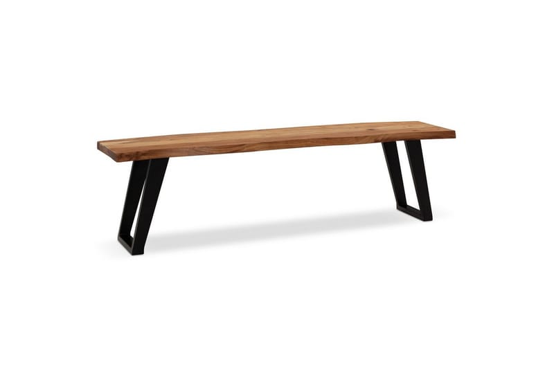 Spisebordsbænk Wohnling Massivt træ med metalben trækant landstil Sort, Vinklet, 180 cm - Sort, Vinklet, 180 cm - Møbler - Borde - Spisebord og køkkenbord