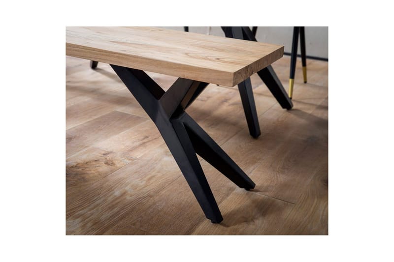 Spisebordsbænk Wohnling massivt træ moderne loftstil med metalben 120 cm - 120 cm - Møbler - Stole & lænestole - Bænke - Entrébænk