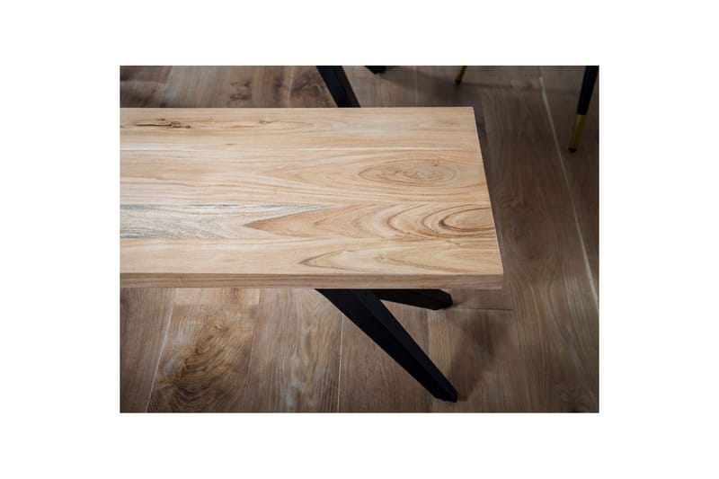 Spisebordsbænk Wohnling massivt træ moderne loftstil med metalben 160 cm - 160 cm - Møbler - Stole & lænestole - Bænke - Entrébænk