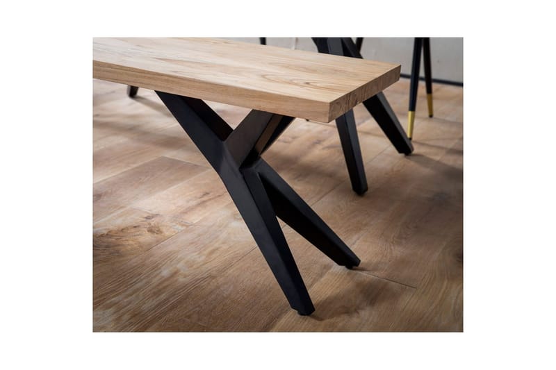 Spisebordsbænk Wohnling massivt træ moderne loftstil med metalben 160 cm - 160 cm - Møbler - Stole & lænestole - Bænke - Entrébænk