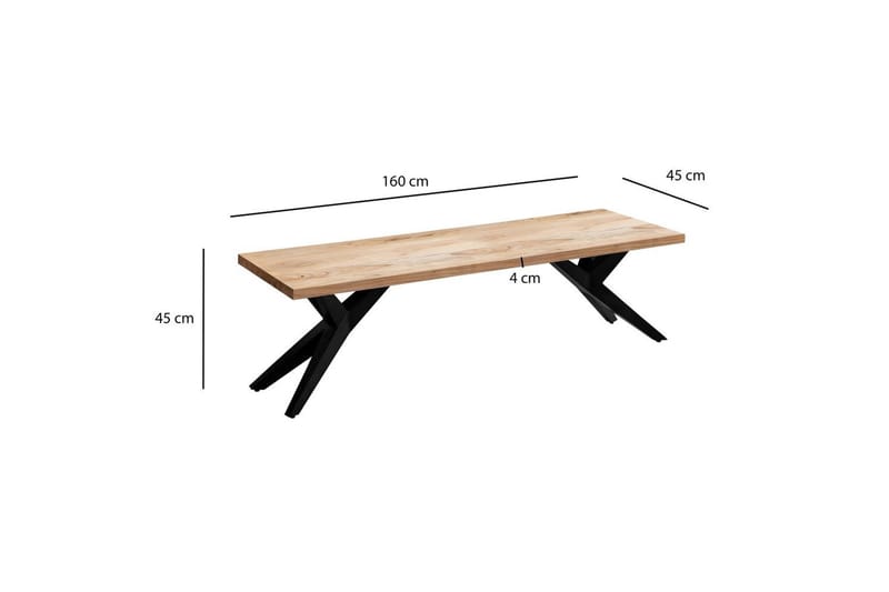 Spisebordsbænk Wohnling massivt træ moderne loftstil med metalben 160 cm - 160 cm - Møbler - Stole & lænestole - Bænke - Entrébænk