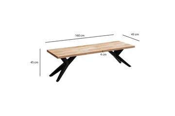 Spisebordsbænk Wohnling massivt træ moderne loftstil med metalben 160 cm - 160 cm - Møbler - Stole & lænestole - Bænke - Entrébænk