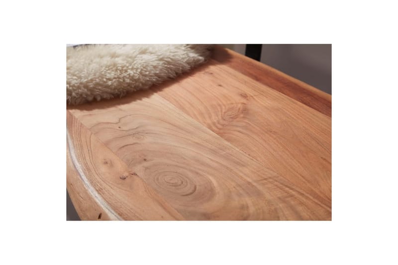 Spisebordsbænk Wohnling Spisebænk i massivt træ med bølget kant og metalben landlig stil Med ryglæn, 180 cm - Med ryglæn, 180 cm - Møbler - Borde - Spisebord og køkkenbord