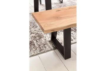 Spisebordsbænk Wohnling Spisebænk i massivt træ med bølget kant og metalben landlig stil Uden ryglæn, 160 cm - Uden ryglæn, 160 cm - Møbler - Stole & lænestole - Bænke - Entrébænk