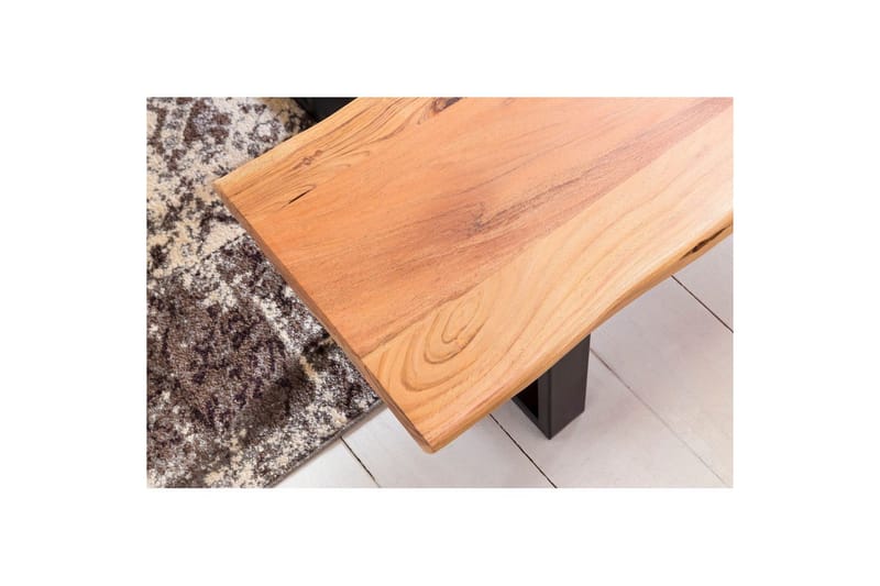 Spisebordsbænk Wohnling Spisebænk i massivt træ med bølget kant og metalben landlig stil Uden ryglæn, 160 cm - Uden ryglæn, 160 cm - Møbler - Stole & lænestole - Bænke - Entrébænk