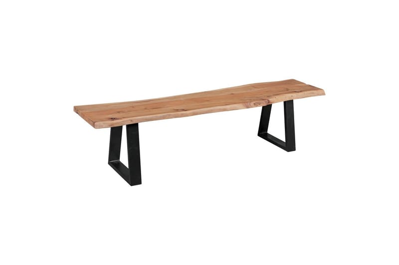Spisebordsbænk Wohnling Spisebænk i massivt træ med bølget kant og metalben landlig stil Uden ryglæn, 180 cm - Uden ryglæn, 180 cm - Møbler - Borde - Spisebord og køkkenbord