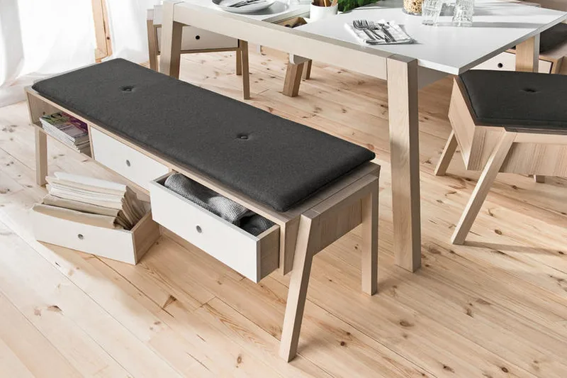 Spot Bænk med Opbevaring Træ/Natur/Hvid - VOX - Møbler - Stole & lænestole - Bænke - Entrébænk - Entrébænk med opbevaring