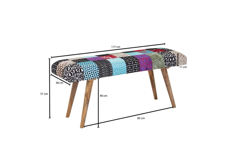 Tultered Bænk 117 cm - Flerfarvet - Møbler - Stole & lænestole - Bænke - Entrébænk