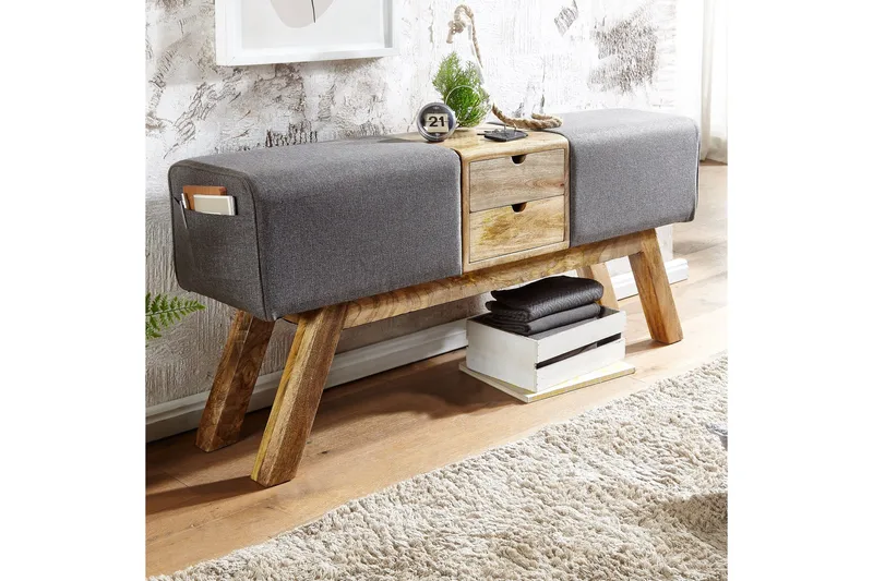 Tultered Bænk 120 cm - Brun - Møbler - Stole & lænestole - Bænke - Entrébænk - Entrébænk med opbevaring