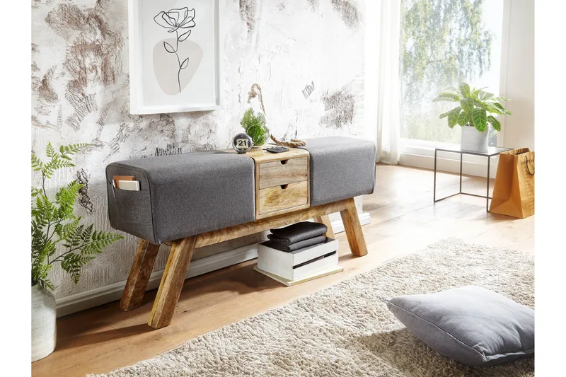 Tultered Bænk 120 cm - Brun - Møbler - Stole & lænestole - Bænke - Entrébænk - Entrébænk med opbevaring