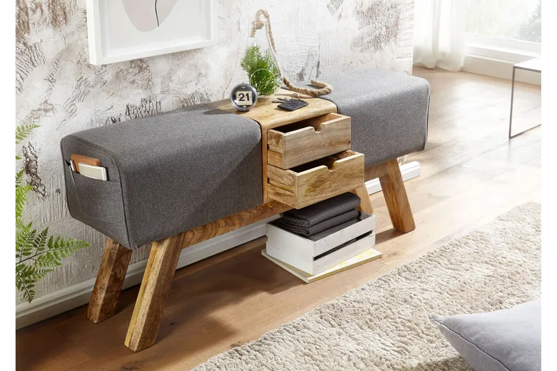 Tultered Bænk 120 cm - Brun - Møbler - Stole & lænestole - Bænke - Entrébænk - Entrébænk med opbevaring