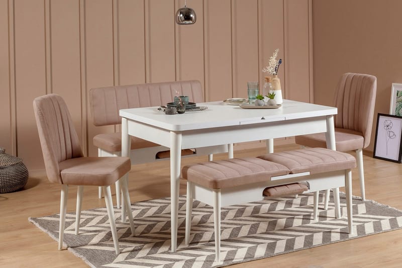 Valsot Bænk 110 cm - Hvid/Grå - Møbler - Stole & lænestole - Bænke