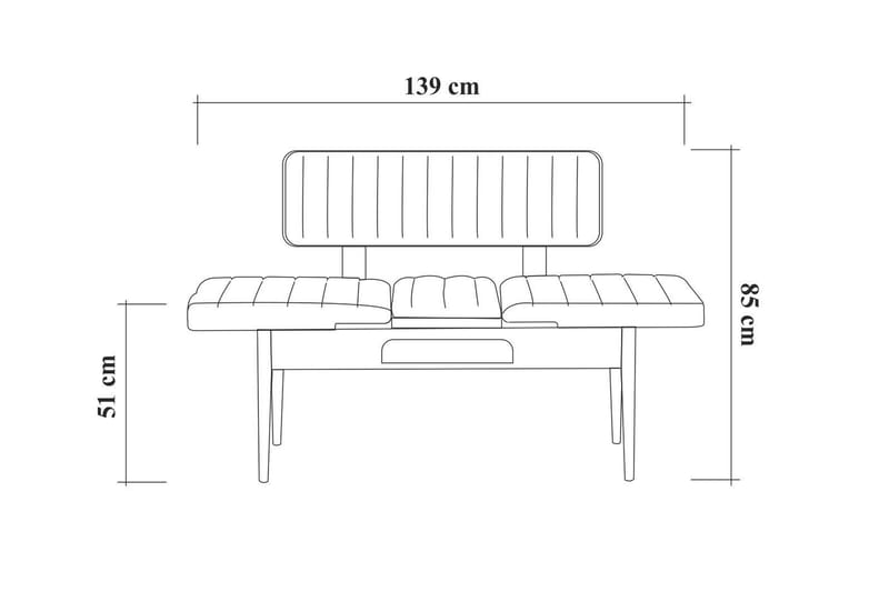 Valsot Bænk 110 cm - Natur / Grå / Brun - Bænke - Bænk med ryglæn