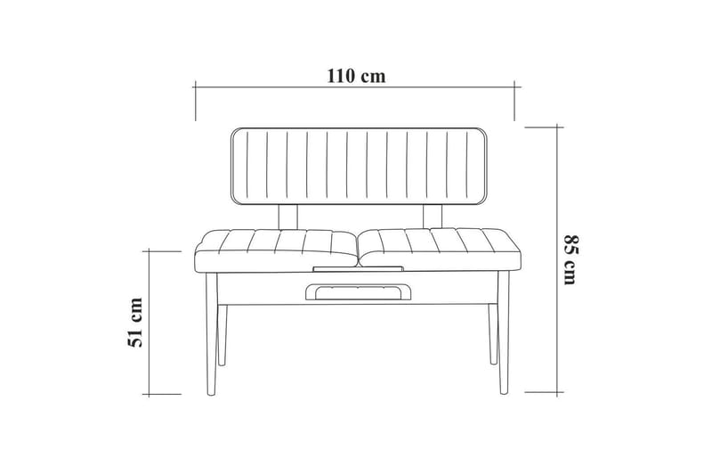 Valsot Bænk 110 cm - Natur / Grå / Brun - Bænke - Bænk med ryglæn